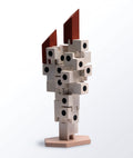 Japanese Capsule Tower made of wooden blocks by A Tangible Future